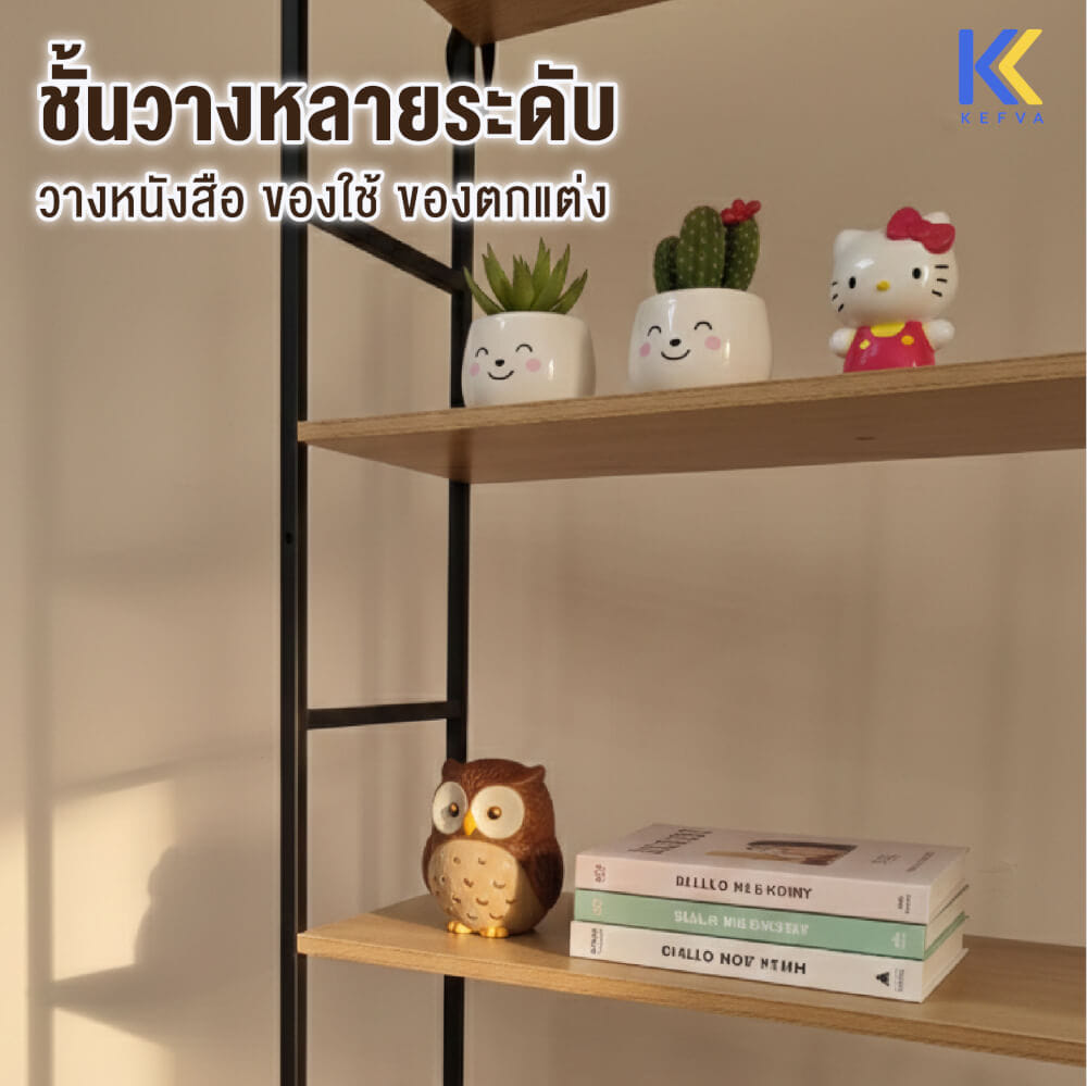 ตู้ชั้นวางของ KEFVA ทรงสูง พร้อมตู้บานปิด ขนาด 58.6X23.5X144 ซม._2